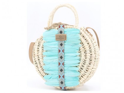 BOLSO REDONDO MEDIANO CON PLUMAS INDIAN